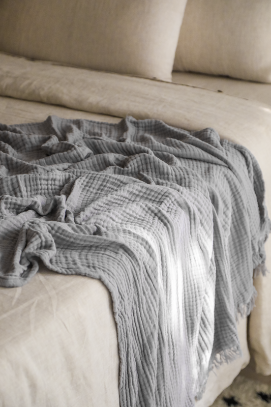 Cotton Throw Blanket - Mist Grey