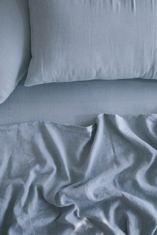 Luxe Linen Bedsheet - Sky Blue