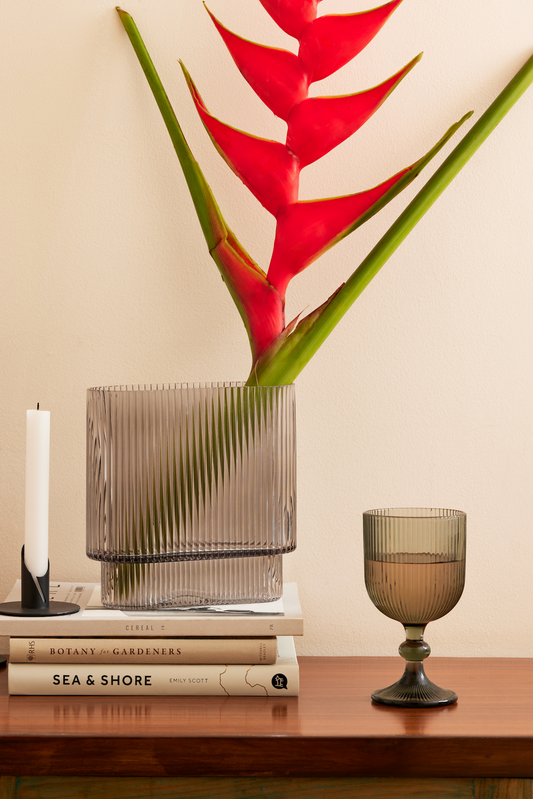 Smokey Fluted Vase