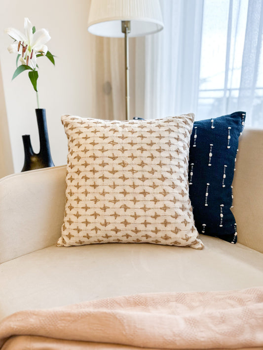 Criss Cross Beige Cushion Cover